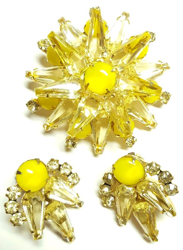 Front view of Yellow Pentagon Earrings Clip