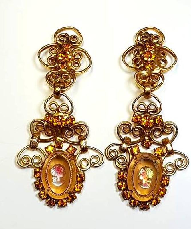 Front view of Topaz Oval Molded/Cut Earrings Clip