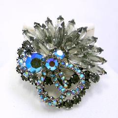 Gray (black Diamond) Navettes Brooch