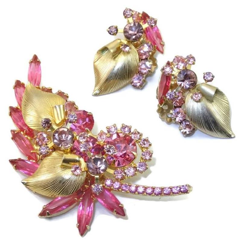Front view of Pink Navettes Brooch