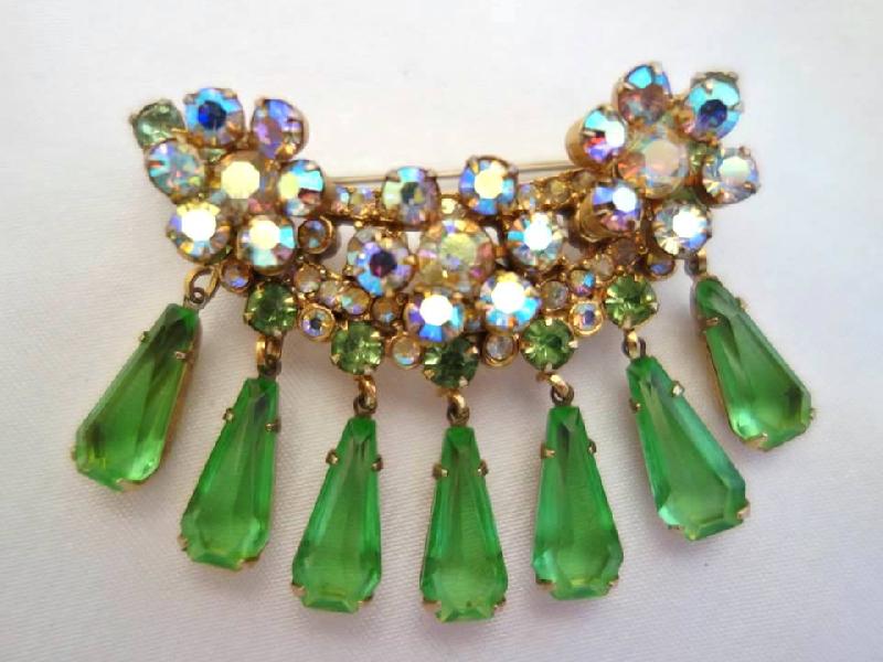 Front view of Green Pentagon Brooch