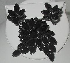 Black (jet) Navettes Brooch