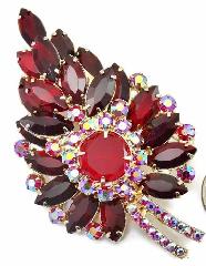 Red Navettes Brooch