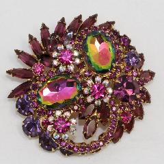 Purple (cardinal) Oval Multi-Color/Shaded Brooch