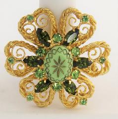 Green Navettes Brooch