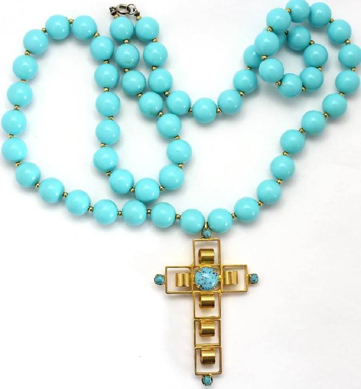 Front view of Turquoise Cabochons Spotted Pendant