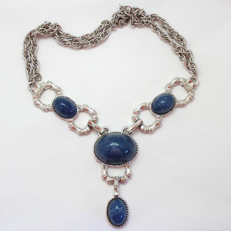 Front view of Blue Cabochons Necklace