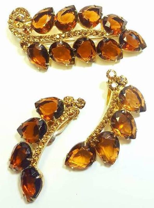 Front view of Topaz Pear Brooch