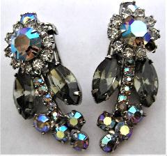 Gray (black Diamond) Navettes Earrings Clip