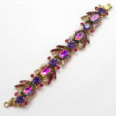Purple (cardinal) Oval Multi-Color/Shaded Bracelet 5 Link