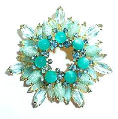Turquoise Navettes Molded/Cut Brooch