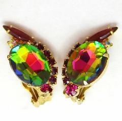 Purple (cardinal) Oval Multi-Color/Shaded Earrings Clip