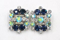 Blue Chatons Only Earrings Clip