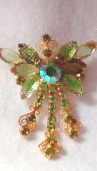 Green Navettes Givre Brooch
