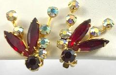 Red Navettes Earrings Clip
