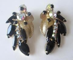 Black (jet) Navettes Earrings Clip