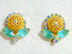 Blue Navettes Earrings Clip