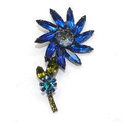 Blue Navettes Molded/Cut Brooch