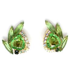 Green Heart Earrings Clip