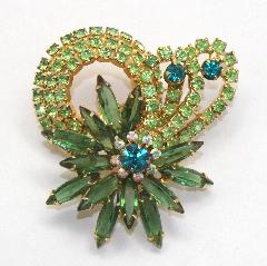 Green Navettes Brooch