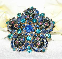 Blue Cabochons Molded/Cut Brooch