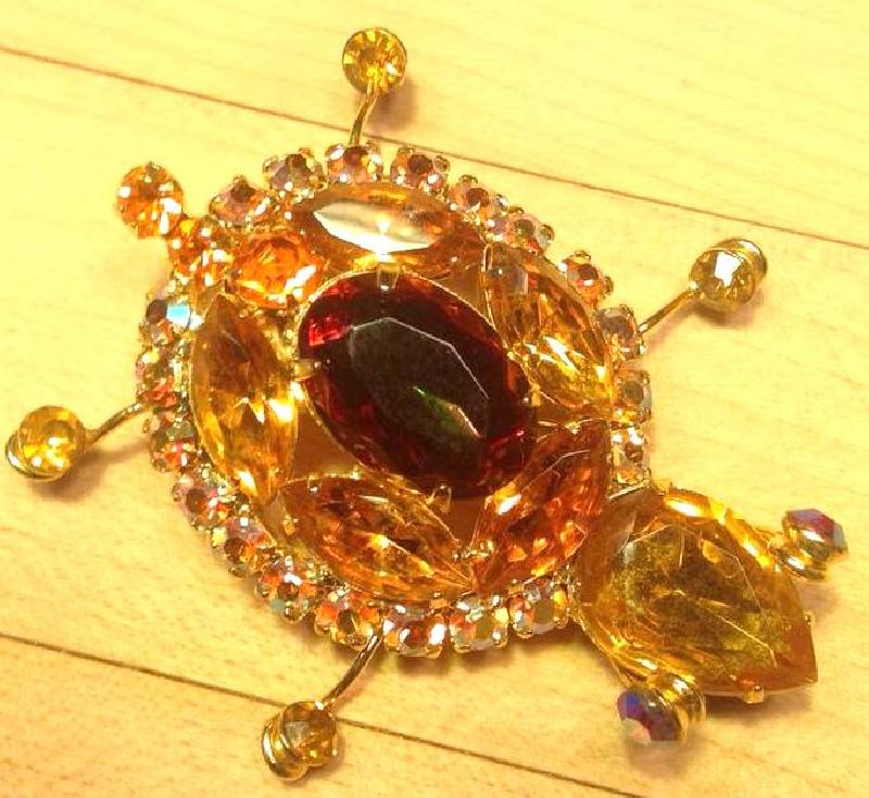 Front view of Topaz Navettes Multi-Color/Shaded Brooch