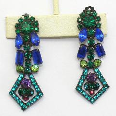 Blue Baguettes Earrings Clip