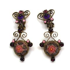 Pink Cabochons Molded/Cut Earrings Clip
