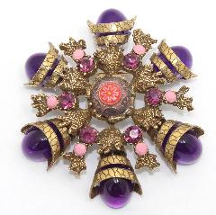 Purple (cardinal) Cabochons Molded/Cut Brooch