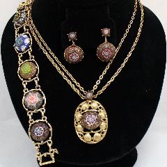 Multiple Colors Cabochons Molded/Cut Bracelet Flat Fold Over