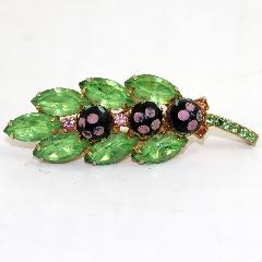 Green Navettes Spotted Brooch