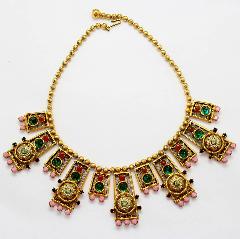 Multiple Colors Cabochons Molded/Cut Necklace