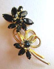 Black (jet) Navettes Brooch