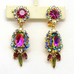 Multiple Colors Oval Multi-Color/Shaded Earrings Clip