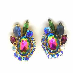 Multiple Colors Oval Multi-Color/Shaded Earrings Clip