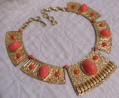 Orange Oval Plastic Necklace