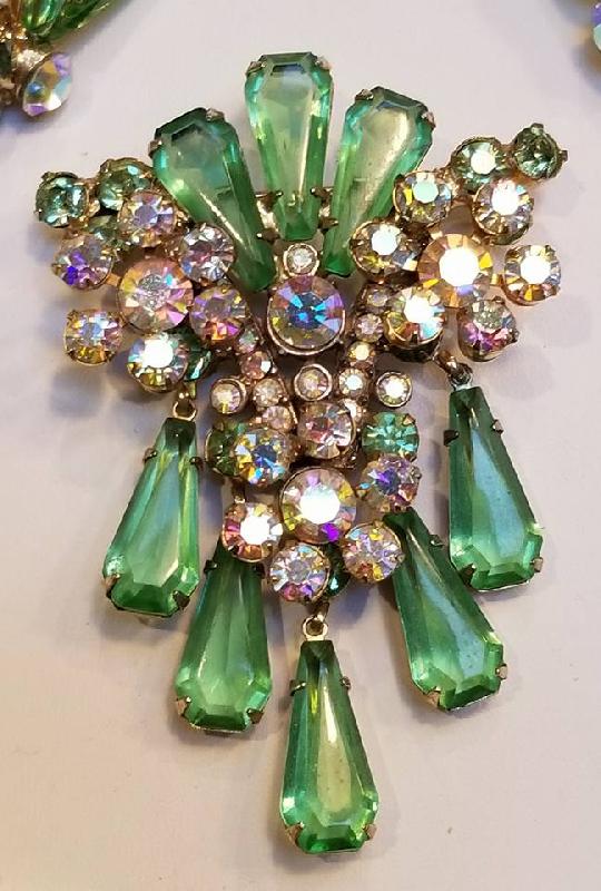 Front view of Green Pentagon Brooch