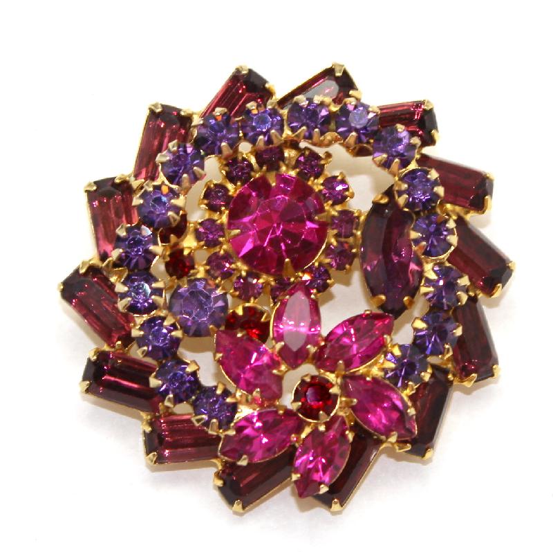 Front view of Purple (cardinal) Baguettes Brooch
