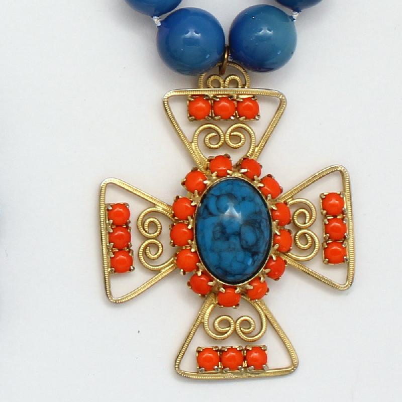 Front view of Turquoise Cabochons Spotted Pendant