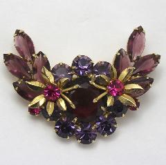 Purple (cardinal) Navettes Brooch