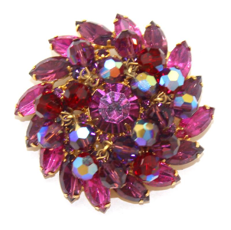 Front view of Pink Navettes Brooch