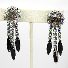 Black (jet) Navettes Earrings Clip