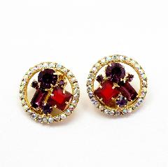 Purple (cardinal) Square Earrings Clip
