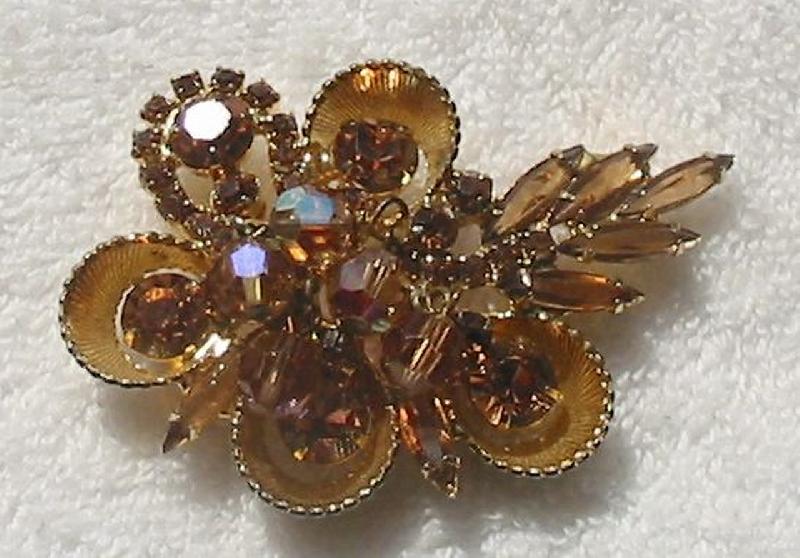 Front view of Topaz Navettes Brooch
