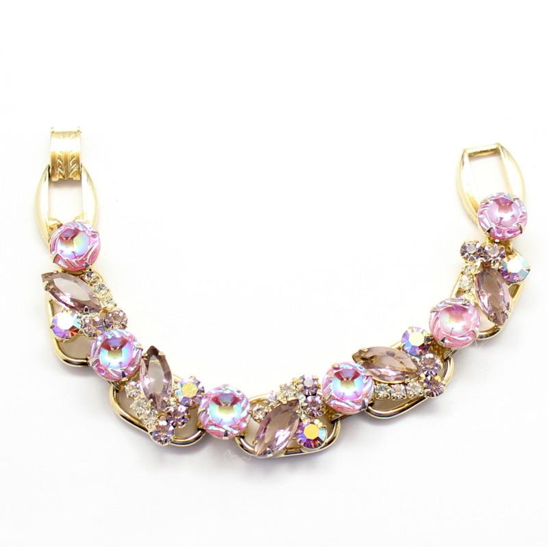 Front view of Pink Navettes Molded/Cut Bracelet 5 Link