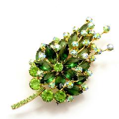 Green Navettes Brooch