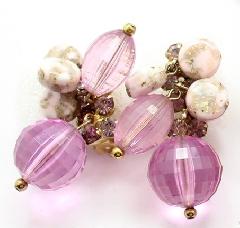 Pink Chatons Only Earrings Clip
