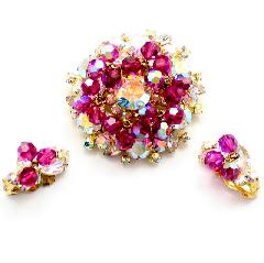 Pink Chatons Only Earrings Clip