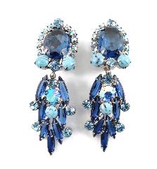 Blue Oval Spotted Earrings Clip