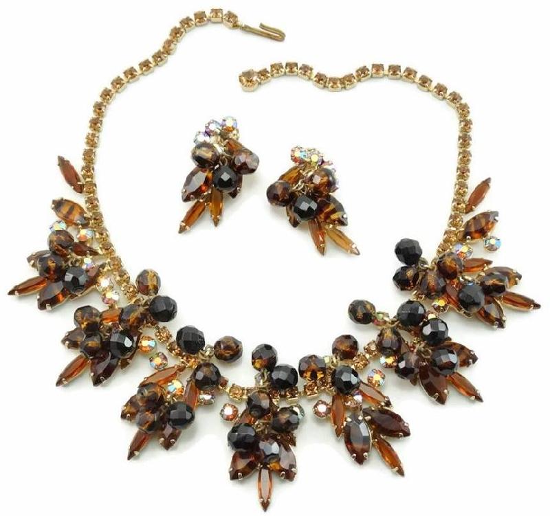 Front view of Topaz Navettes Striped Necklace